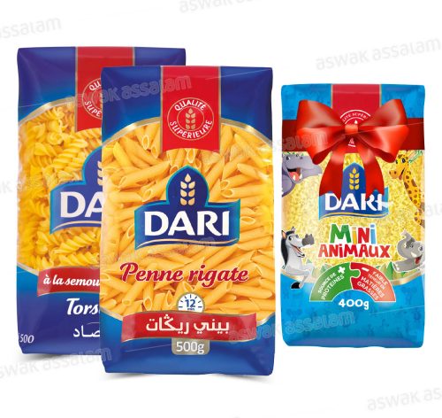 LOT DE TORSADE 500G + PENNE 500G DARI (GRATUIT PATES MINI ANIMAUX 400G)