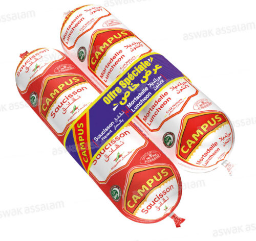 LOT DE MORTADELLE 600G + SAUCISSON PIQUANT 600G CAMPUS