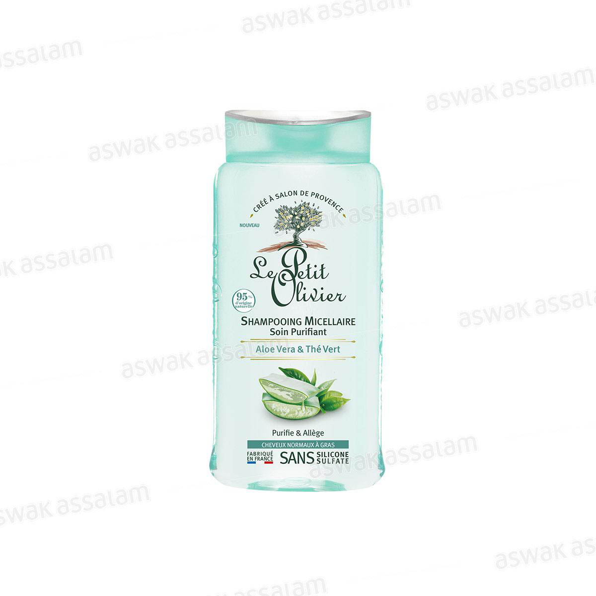 SHAMPOOING MICELLAIRE PURIFIANT ALOE VERA & THE VERT 250ML LE PETIT OLIVIER
