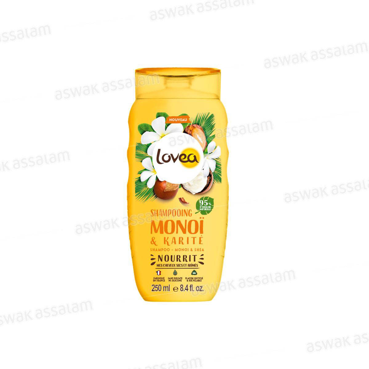 SHAMPOOING MONOI & KARITE POUR CHEVEUX SECS ET ABIMES 250ML LOVEA