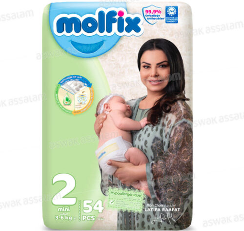 COUCHES BEBE MINI 3-6KG 54 UNITES VALUE PACK MOLFIX