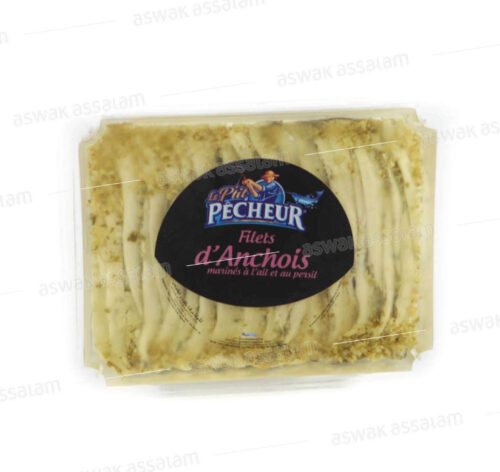 FILETS D’ANCHOIS MARINES A L’AIL ET AU PERSIL 180G LE P’TIT PECHEUR