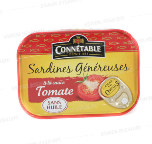 SARDINES GENEREUSES A LA SAUCE TOMATE 140G CONNETABLE