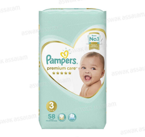 COUCHES PREMIUM MIDI 58 UNITES JUMBO PACK PAMPERS