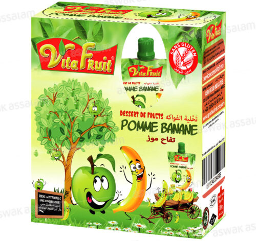 DESSERT DE FRUITS POMME BANANE PACK DE 4 GOURDES*80G VITAFRUIT