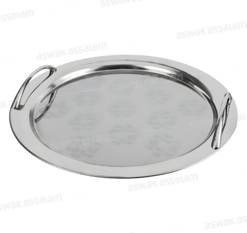 PLATEAU INOX ROND AVEC ANSES 48CM