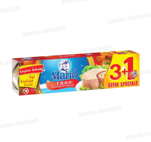 LOT DE 4 BOITES DE THON A LA SAUCE TOMATE 80G MARIO (3 ACHETES = 1 GRATUIT)