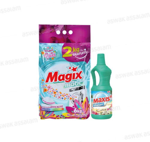 LESSIVE MATIC 6KG PARFUM DES REVES MAGIX (NETTOYANT SOL MAXIS’ 1L)