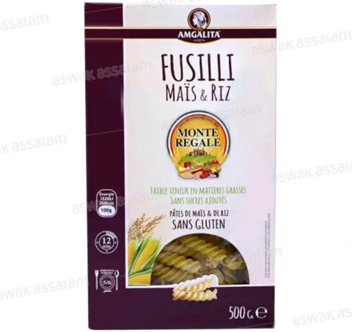 FUSILLI MAIS ET RIZ SANS GLUTEN 500G MONTE REGALE