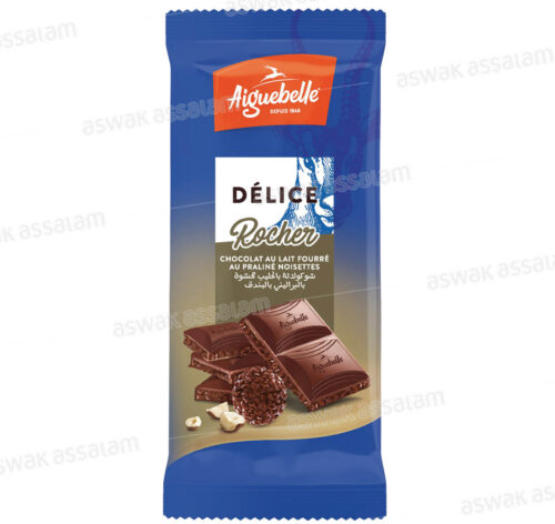 CHOCOLAT AU LAIT FOURRE AU PRALINE NOISETTES 45G DELICE ROCHER AIGUEBELLE