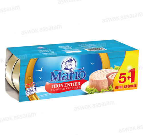 LOT DE 6 BOITES DE THON A L’HUILE VEGETALE 80G MARIO (5 ACHETES = 1 GRATUIT)