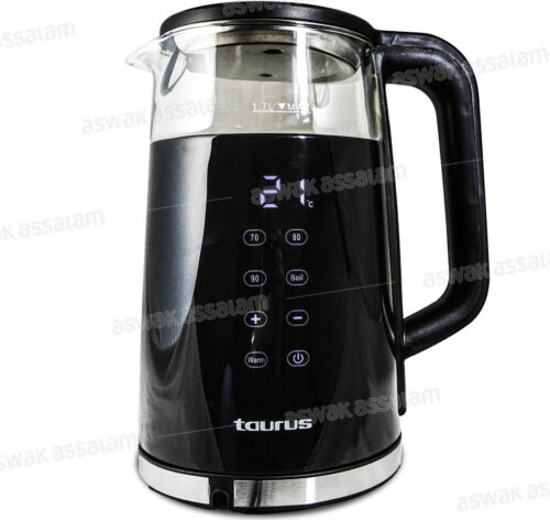 BOUILLOIRE EN VERRE 1,7L 2000W NOIR EOS GLASS DIGITAL TAURUS