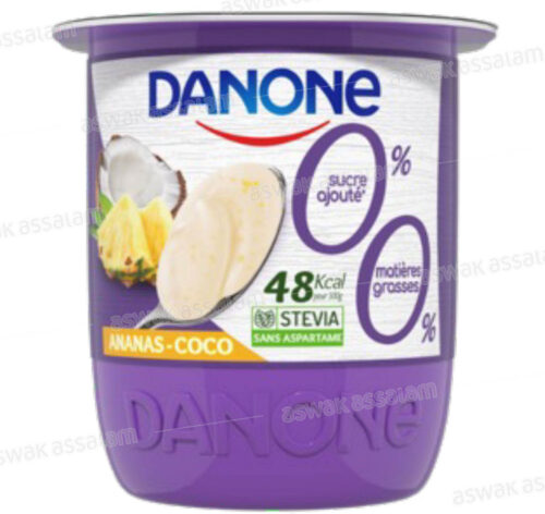 YAOURT ANANAS COCO 0% SUCRE AJOUTE 0% MG 105G DANONE