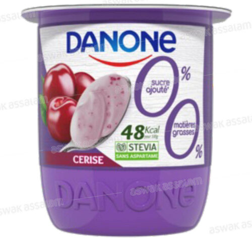 YAOURT CERISE 0% SUCRE AJOUTE 0% MG 105G DANONE