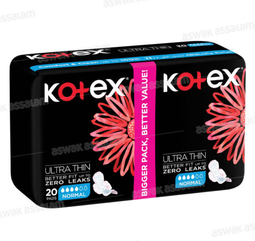 SERVIETTES HYGIENIQUES NORMAL 20 UNITES VALUE PACK KOTEX