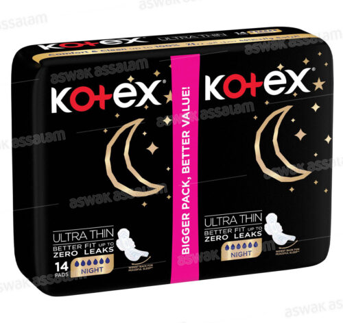SERVIETTES HYGIENIQUES NIGHT TIME 14 UNITES VALUE PACK KOTEX