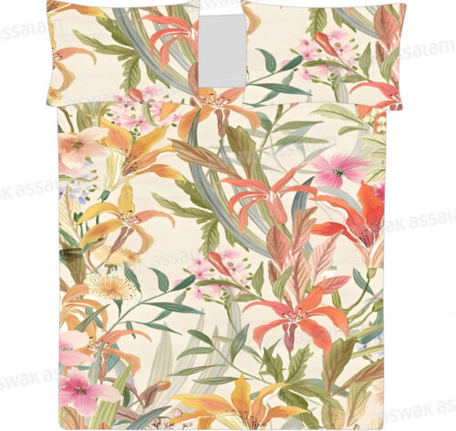 COUVRE-LIT 160*220CM + 1 TAIE D’OREILLER 50*70CM IMPRIME FLEURS