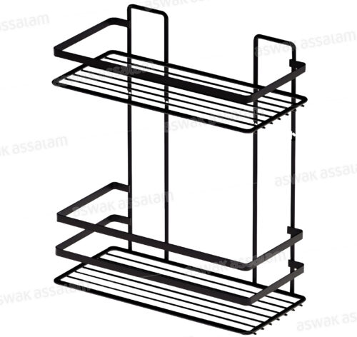 ETAGERE SALLE DE BAIN NOIRE EN METAL 2 NIVEAUX