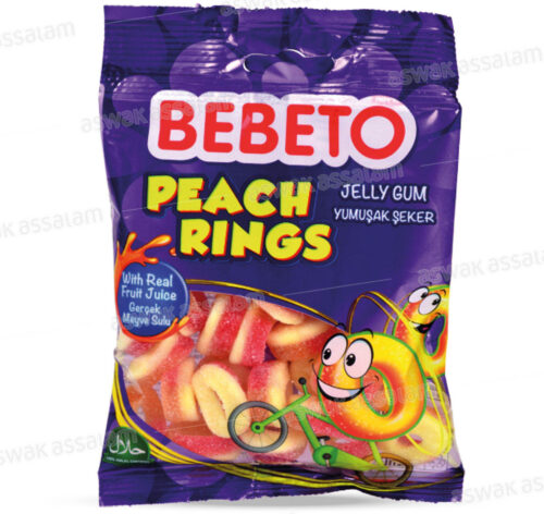GOMMES PEACH RINGS 100G BEBETO