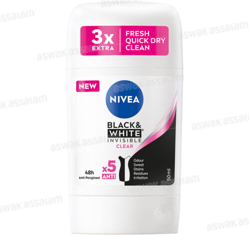 DEODORANT STICK POUR FEMME BLACK AND WHITE INVISIBLE CLEAR 200ML NIVEA