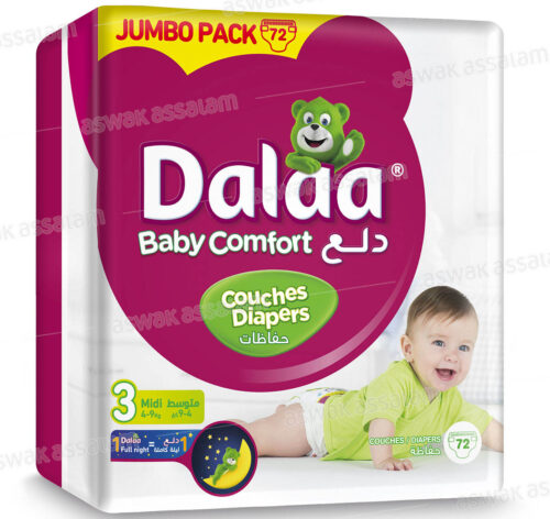 COUCHES BEBE MINI 4-9KG 72 UNITES JUMBO PACK DALAA