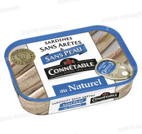 SARDINES SANS PEAU ET SANS ARETES AU NATUREL 140G CONNETABLE