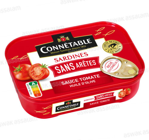 SARDINE SANS ARETES A LA SAUCE TOMATE ET L’HUILE D’OLIVE 140G CONNETABLE