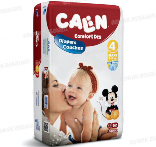 COUCHES BEBE MAXI TAILLE 4 7-16 KG 52 UNITES CALIN