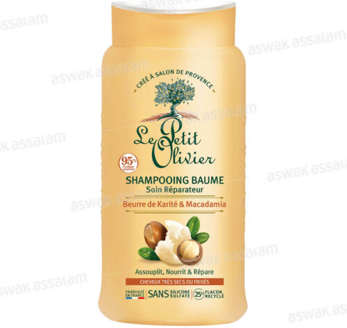 SHAMPOOING BAUME BEURRE DE KARITE ET MACADAMIA CHEVEUX TRES SECS OU FRISES 250ML LE PETIT OLIVIER