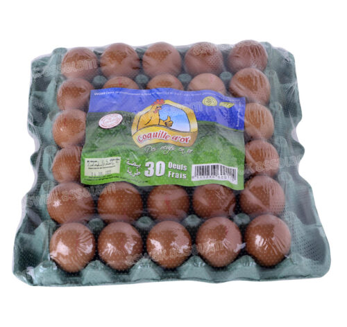 OEUF CALIBRE +/- 50G PLATEAU DE 30 1.650KG COQUILLE D’OR