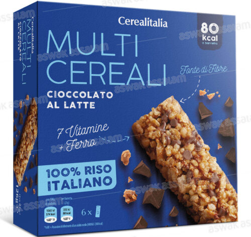 BARRE MULTI-CEREALES AU CHOCOLAT AU LAIT 6*21G CEREALITALIA