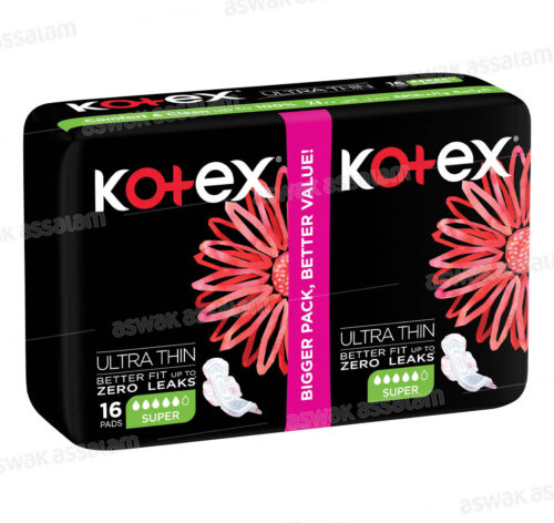 SERVIETTES HYGIENIQUES ULTRA FINES 16 UNITES VALUE PACK KOTEX