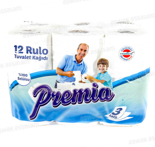 PAPIER HYGIENIQUE 3 PLIS 12 ROULEAUX PREMIA