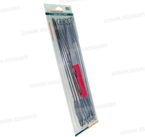 12 BROCHETTES EN INOX LAMACOM (COUTEAU GRATUIT)