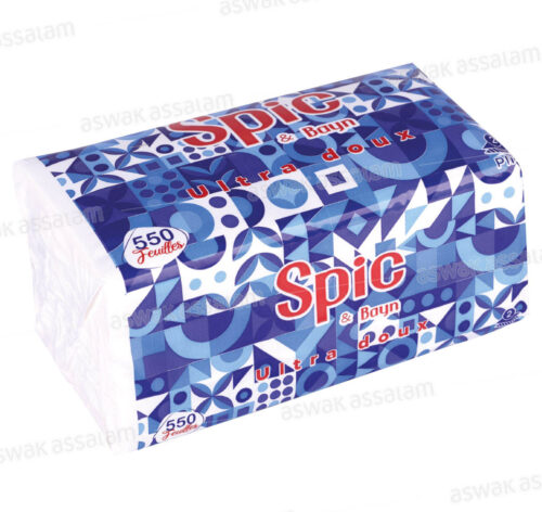PAPIER MOUCHOIR 2 PLIS 550 FEUILLES SPIC BAYN