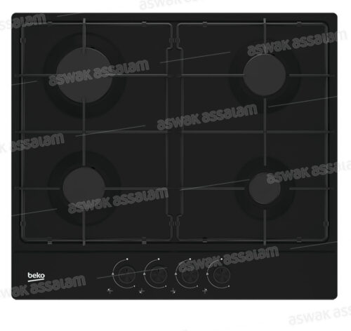 PLAQUE DE CUISSON 4 FEUX 60CM NOIR 64223B BEKO
