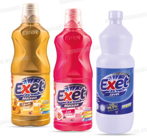LOT DE 2 NETTOYANTS SOL 1L + EAU DE JAVEL 1L EXET