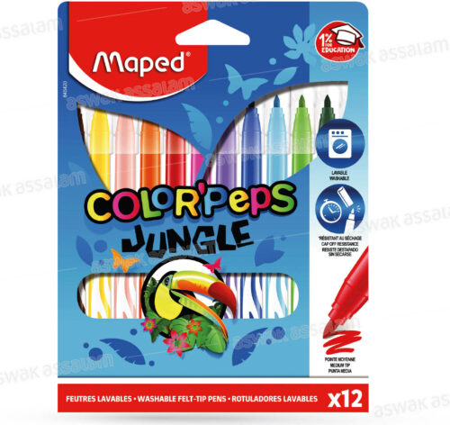 12 FEUTRES LAVABLES COLOR’PEPS JUNGLE MAPED