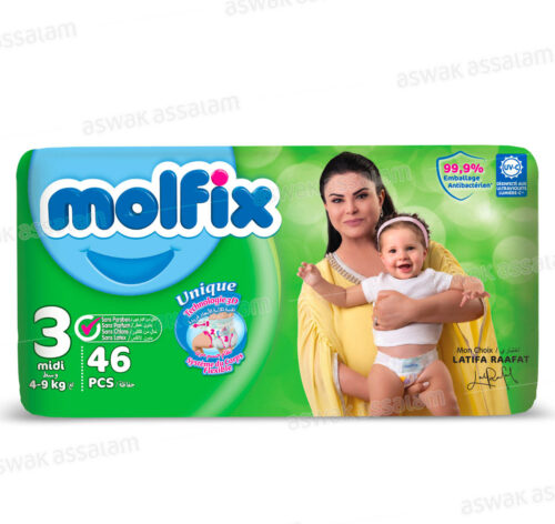 COUCHES BEBE MIDI 4-9KG 46 UNITES VALUE PACK MOLFIX