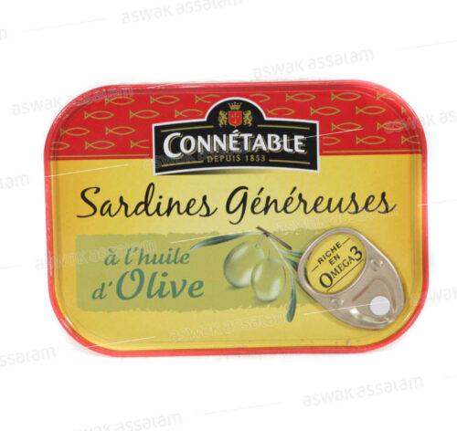 SARDINES GENEREUSES A L’HUILE D’OLIVE 140G CONNETABLE