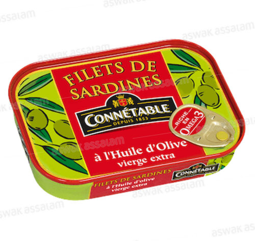 FILETS DE SARDINES A L’HUILE D’OLIVE EXTRA VIERGE 100G CONNETABLE