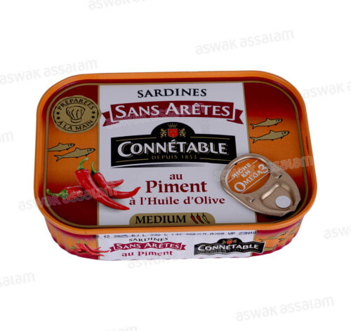 SARDINE SANS ARETES AU PIMENT A L’HUILE D’OLIVE 140G CONNETABLE