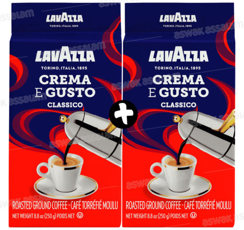 LOT DE 2 CAFES MOULUS CREMA E GUSTO 250G LAVAZZA