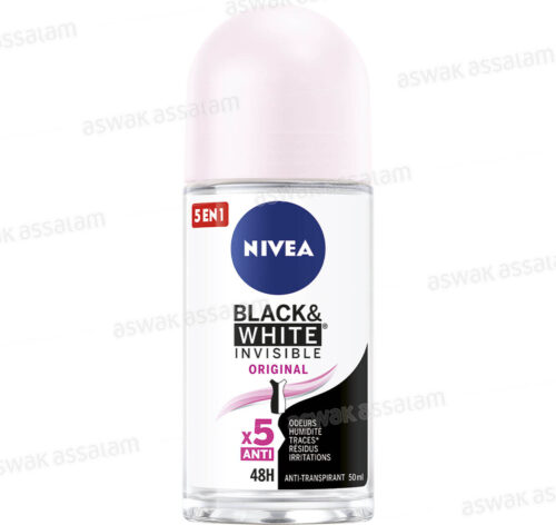 DEODORANT BILLE POUR FEMME 5 EN 1 BLACK AND WHITE INVISIBLE ORIGINAL 50ML NIVEA