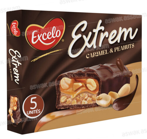 BARRE CARAMEL & PEANUTS EXTREM PACK DE 5 UNITES 34G EXCELO