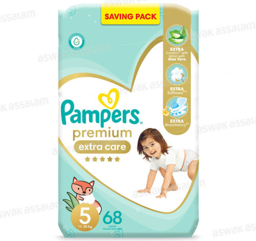 COUCHES BEBE PREMIUM EXTRA CARE TAILLE 5 68 UNITES SAVING PACK PAMPERS