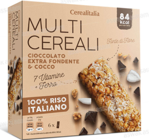 BARRE MULTI-CEREALES AUX NOIX DE COCO ET CHOCOLAT 6*21G CEREALITALIA
