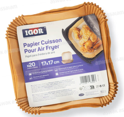 PAPIER CUISSON POUR AIR FRYER CARRE 17*17CM 20 UNITES IGOR