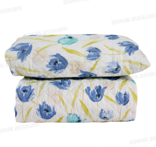 COUVRE-LIT 160*220CM + 1 TAIE D’OREILLER 50*70CM IMPRIME FLEURS