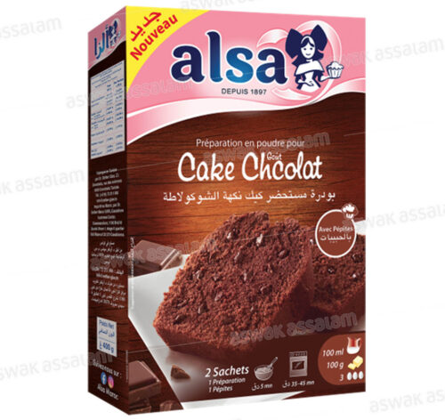 PREPARATION EN POUDRE POUR CAKE CHOCOLAT AVEC PEPITES 400G ALSA